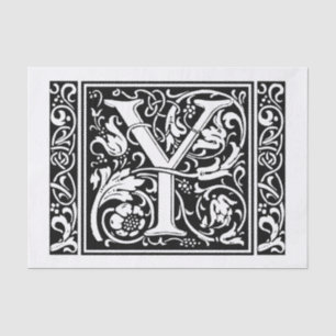 Papel De Seda Letra Y Monograma Medieval Art Nouveau