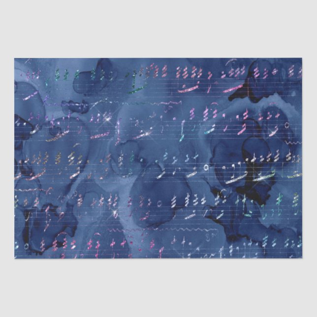 Papel De Seda Letras de sereia com brilho azul e iridescente (Frente )