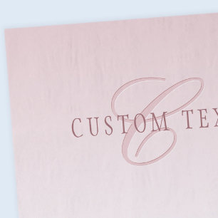 Papel De Seda Letras Elegantes & Monograma   Rosa Ombre