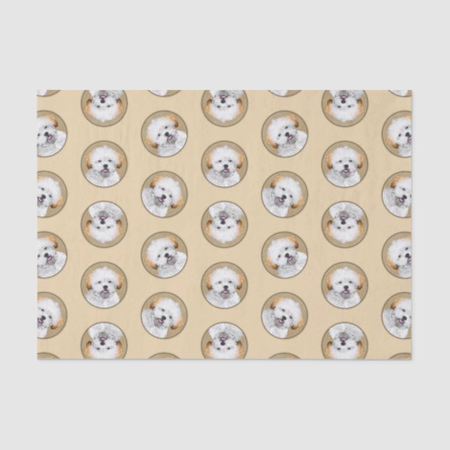 Papel De Seda Lhasa Apso Puppy Painting Bela Arte Original De Cã (Frente )