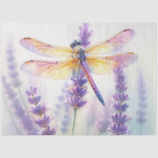 Papel De Seda Libélula Com Flores de Lavanda