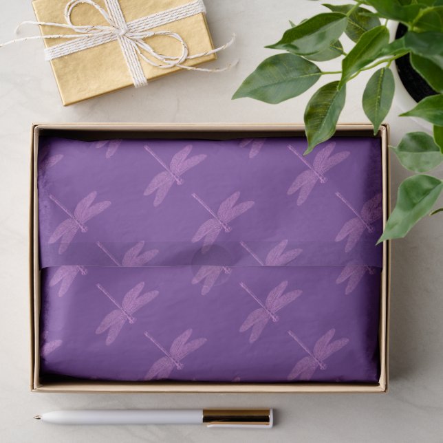 Papel De Seda Libélula Fantasia Rosa e Roxa (Presente)