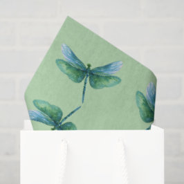 Papel De Seda Libélula Verde