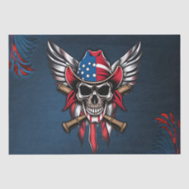 Papel De Seda Liberdade selvagem, crânio americano com morcegos 