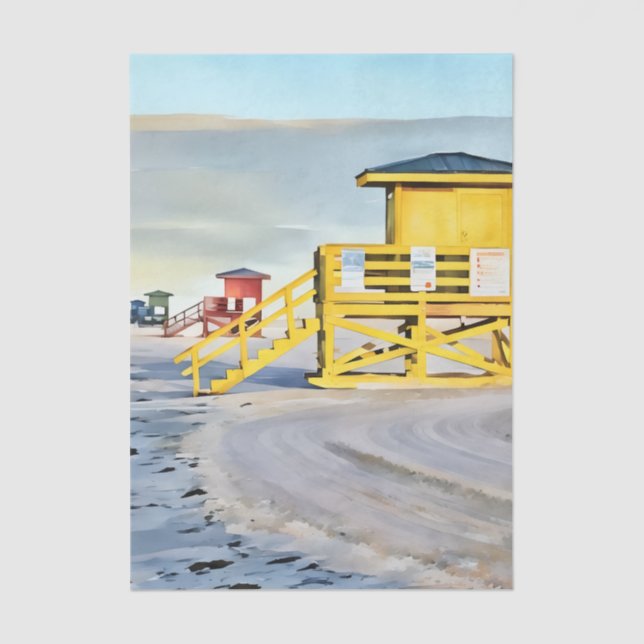 Papel De Seda Lifeguard towers Siesta Key Beach Tissue Paper (Frente )