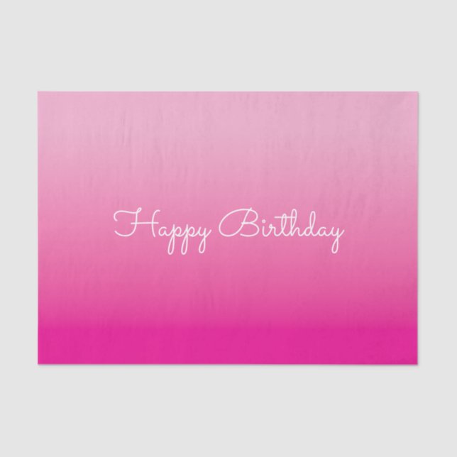 Papel De Seda Light and Hot Pink Ombre Happy Birthday (Frente )