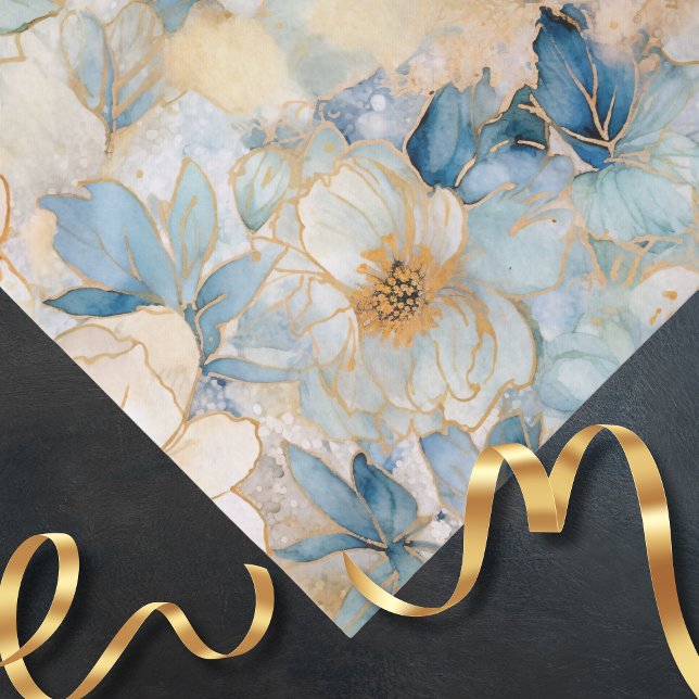 Papel De Seda Light Blue Modern Abstract Roses  (Criador carregado)