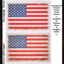 Papel De Seda Light Distressed American Flag Pair EX1 Decoupage