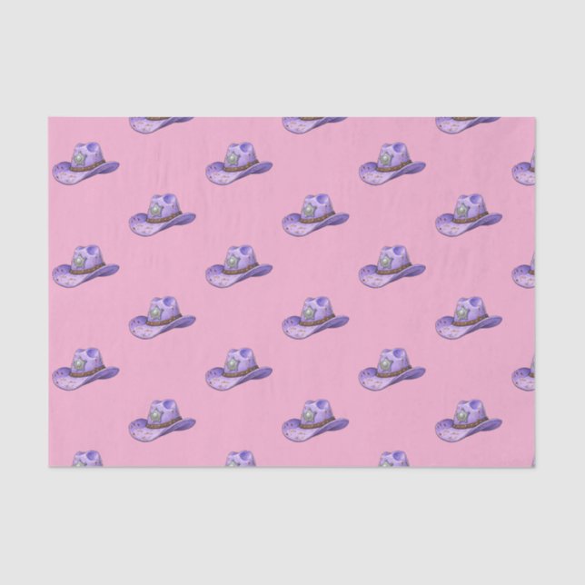 Papel De Seda Light Purple Cowgirl Hat-Pink Background (Frente )