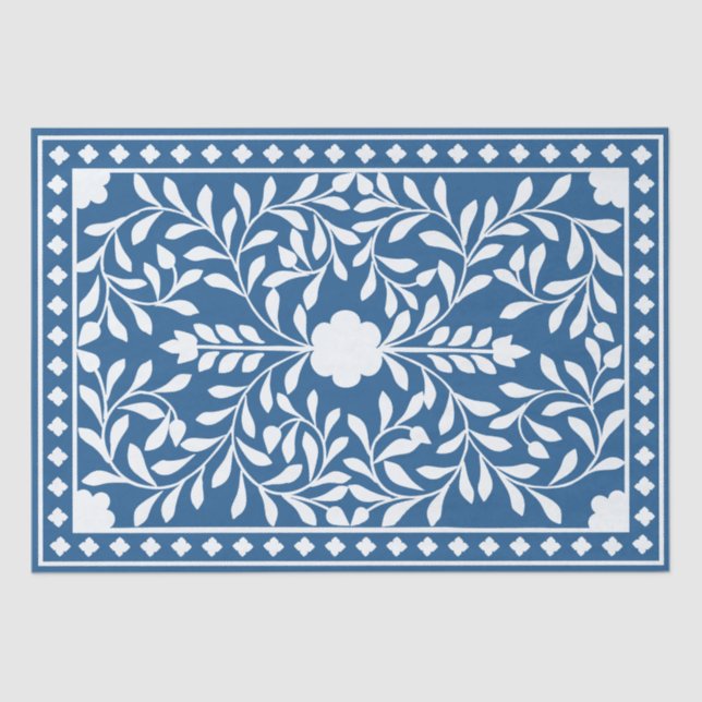 Papel De Seda Lighter Blue traditional Bone Inlay Decouapage (Frente )