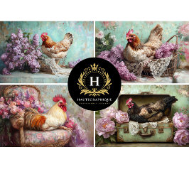 Papel De Seda Lilac Floral Chicken Decoupage
