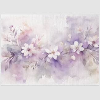 Papel De Seda Lilac Watercolor Floral 18b Decoupage