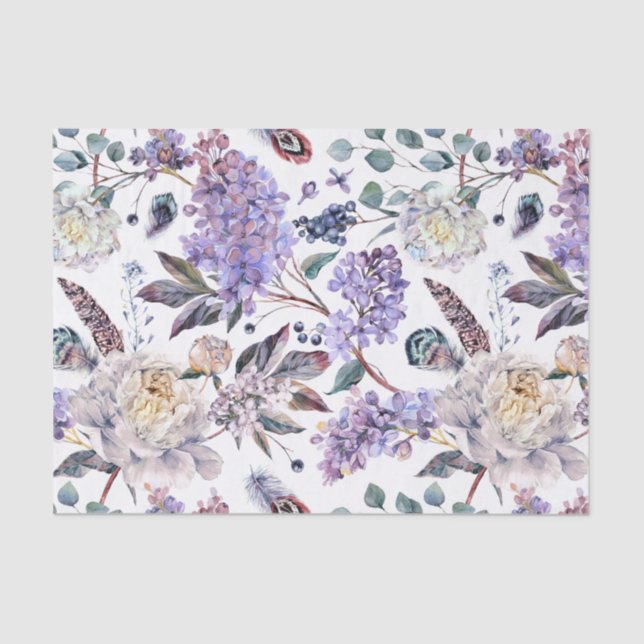 Papel De Seda Lilacs e Peonies Floral (Frente )