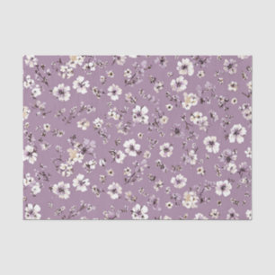 Papel De Seda Lilás Branco Ditsy Pastel Boho Anos 70 Vintage Flo