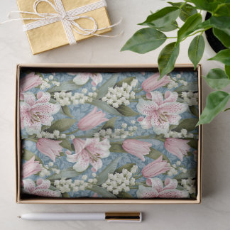 Papel De Seda Lilies, lírio-do-vale padrão de flor de tulipa