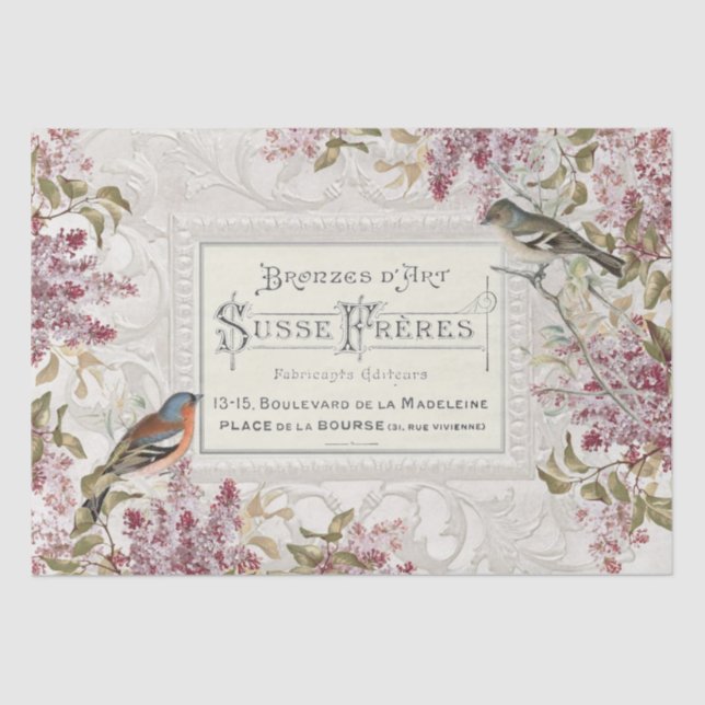 Papel De Seda Lilly Flower Bird Frame Decoupage (Frente )