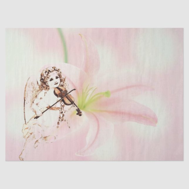 Papel De Seda Lily Flower e Angel Gift Tissue Paper (Frente )