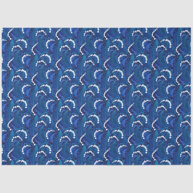 Papel De Seda Lily Ilustrada Azul da Decoupage do Vale (Frente )