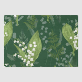 Papel De Seda Lily of Valley com Ferns | Verde Escuro