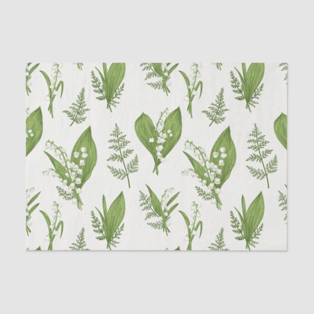 Papel De Seda Lily of Valley Flowers and Leaves Botanical (Frente )
