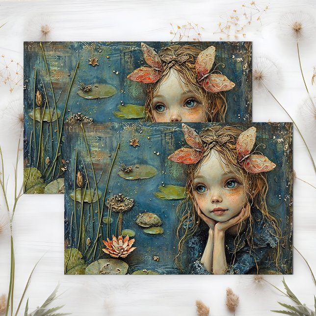 PAPEL DE SEDA LILY POND FAIRY DECOUPAGE (LILY POND FAIRY DECOUPAGE TISSUE PAPER)