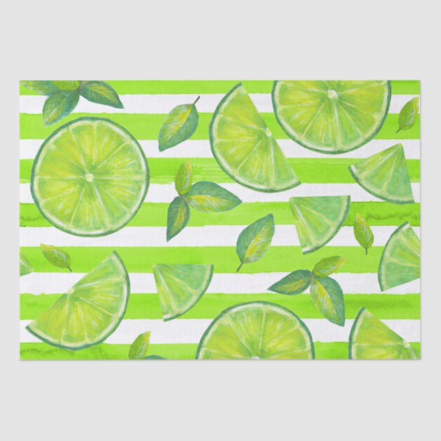 Papel De Seda Lima de Cores de Água Striped (Frente )