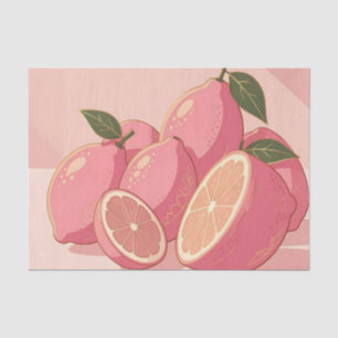 Papel De Seda Limão Rosa Feminino Moderno Cítrico