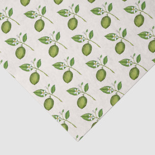 Papel De Seda Limas em aquarela estilo vintage em ecru