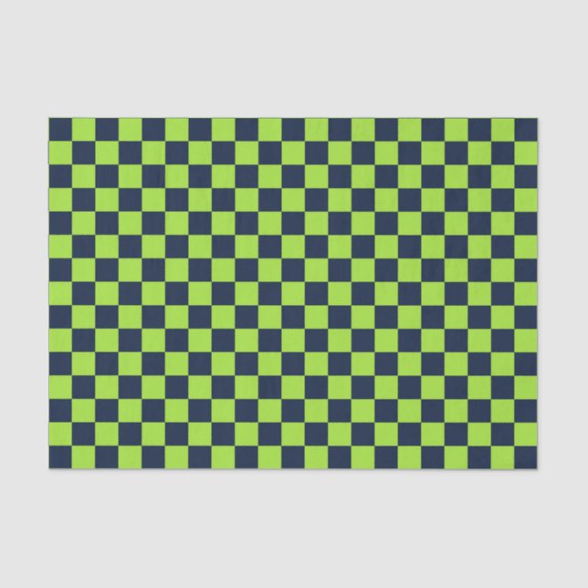 Papel De Seda Lime and navy checkerboard pattern (Frente )