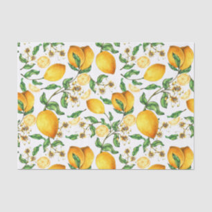 Papel De Seda Limões Amarelos e Flores de Limão Bonitos