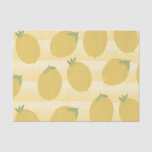 Papel De Seda Limões Amarelos Frutas de Verão Aquarela Listras F