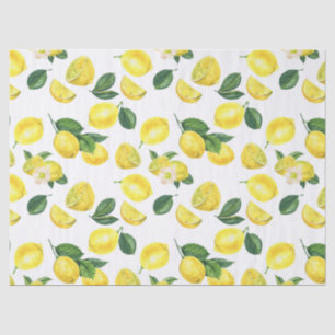 Papel De Seda Limões Amarelos Padrão de Fruta de Aquarela