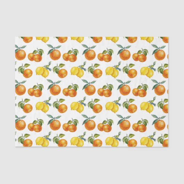 Papel De Seda Limões e Laranjas (Design 31 Série Amarelo/Laranja (Frente )