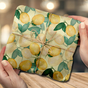 Papel De Seda Limões e Verde Citrino Amarelo