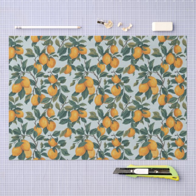 Papel De Seda Limões em Galhos (Arte )