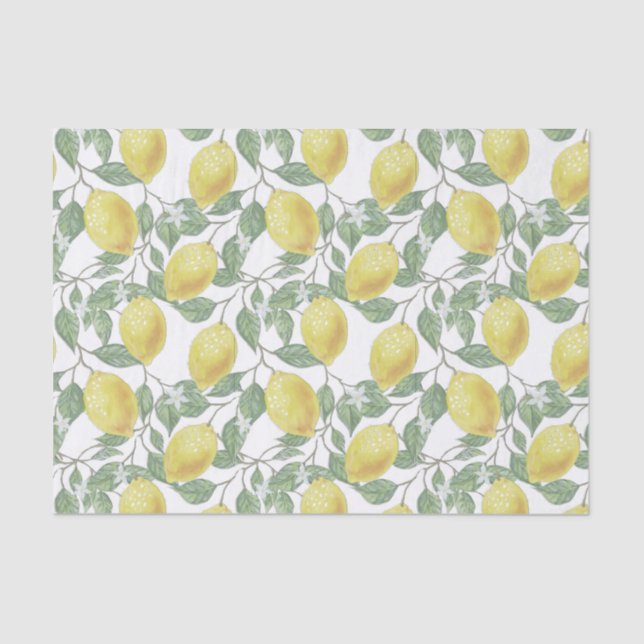 Papel De Seda Limões, Folhas, Blossomas de Decoupage do Jardim d (Frente )
