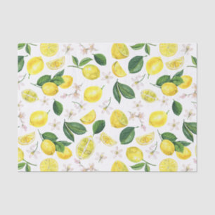 Papel De Seda Limões frescos Frutas de Citros Florais Padrão de