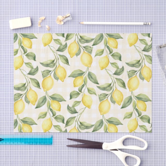 Papel De Seda Limonetes Amarelos Frescos Chá de Noiva (Arte )