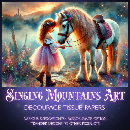 Papel De Seda Linda Aquarela Horse e Moça