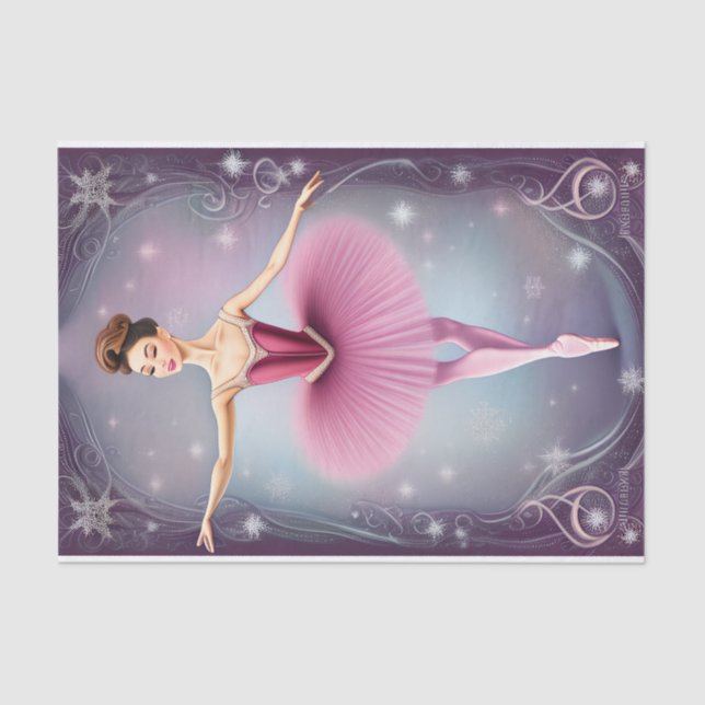 Papel De Seda Linda Brunette Ballerina Púrpura Rosa (Frente )
