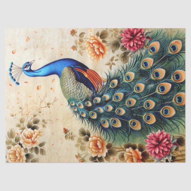Papel De Seda Linda e flexível desacoplamento de peacock (Frente )