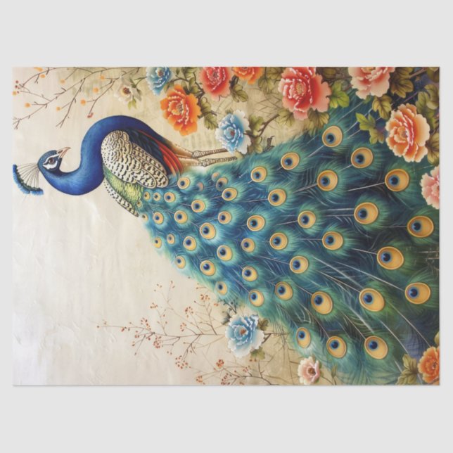 Papel De Seda Linda e flexível desacoplamento de peacock (Frente )