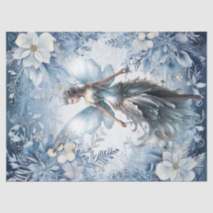 Papel De Seda Linda Fada de Natal Azul e Encantada