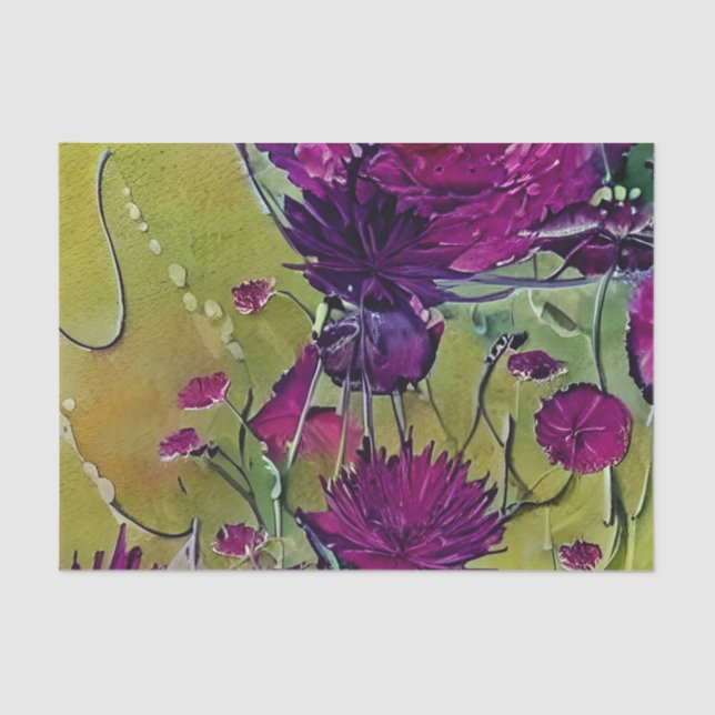 Papel De Seda Linda Floral Violeta  (Frente )