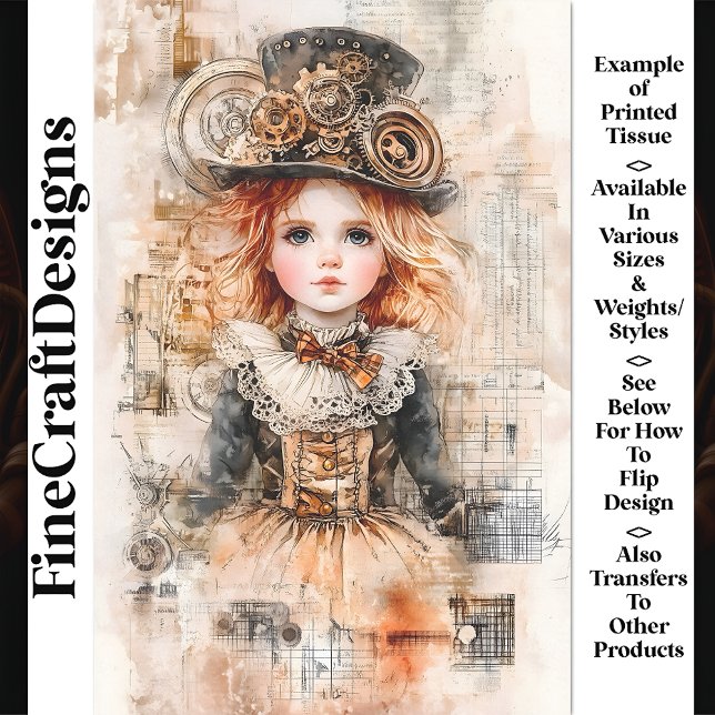 Papel De Seda Linda Jovem Steampunk AN8 Decoupage (Criador carregado)