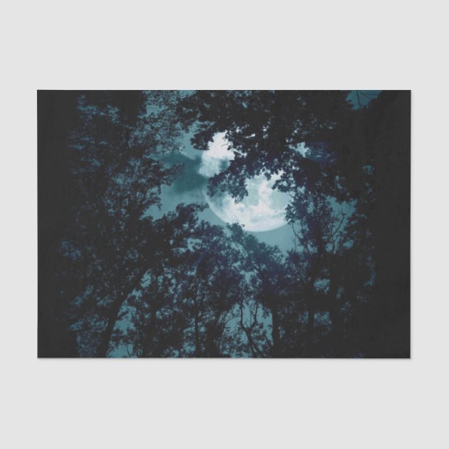 Papel De Seda Linda Lua brilha pelas árvores (Frente )