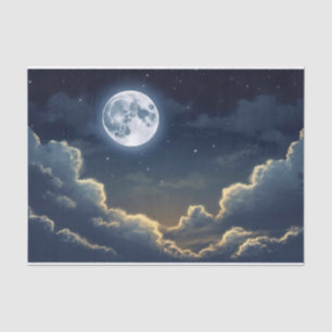 Papel De Seda Linda lua cheia acima das nuvens