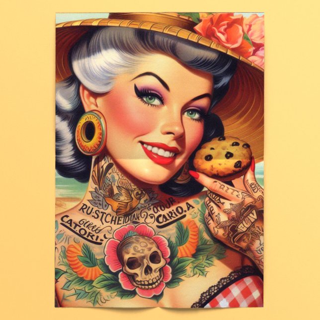 Papel De Seda Linda Pin-up de Verão Tatuada (Criador carregado)