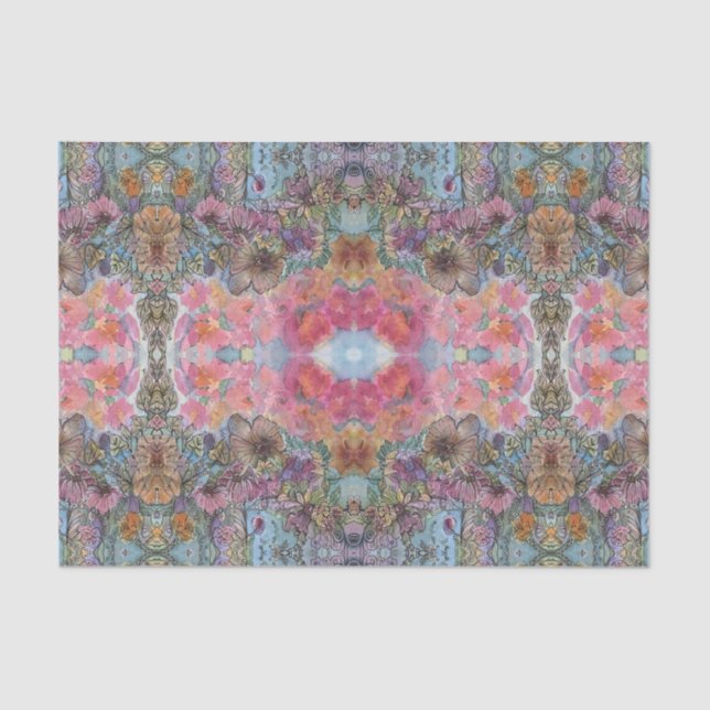 Papel De Seda Linda pintura de aquarela Chic Flower Garden (Frente )