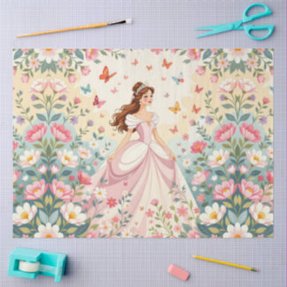 Papel De Seda Linda princesa com borboletas